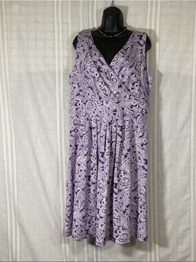 Purple Floral Maxi Dress Flowy Boho Lightweight Summer Large